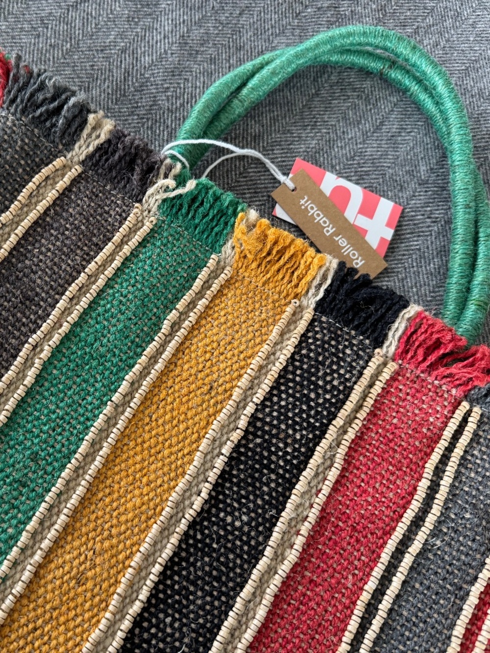 NWT, BRAND NEW ROBERTA ROLLER RABBIT ISLETA JUTE BAG